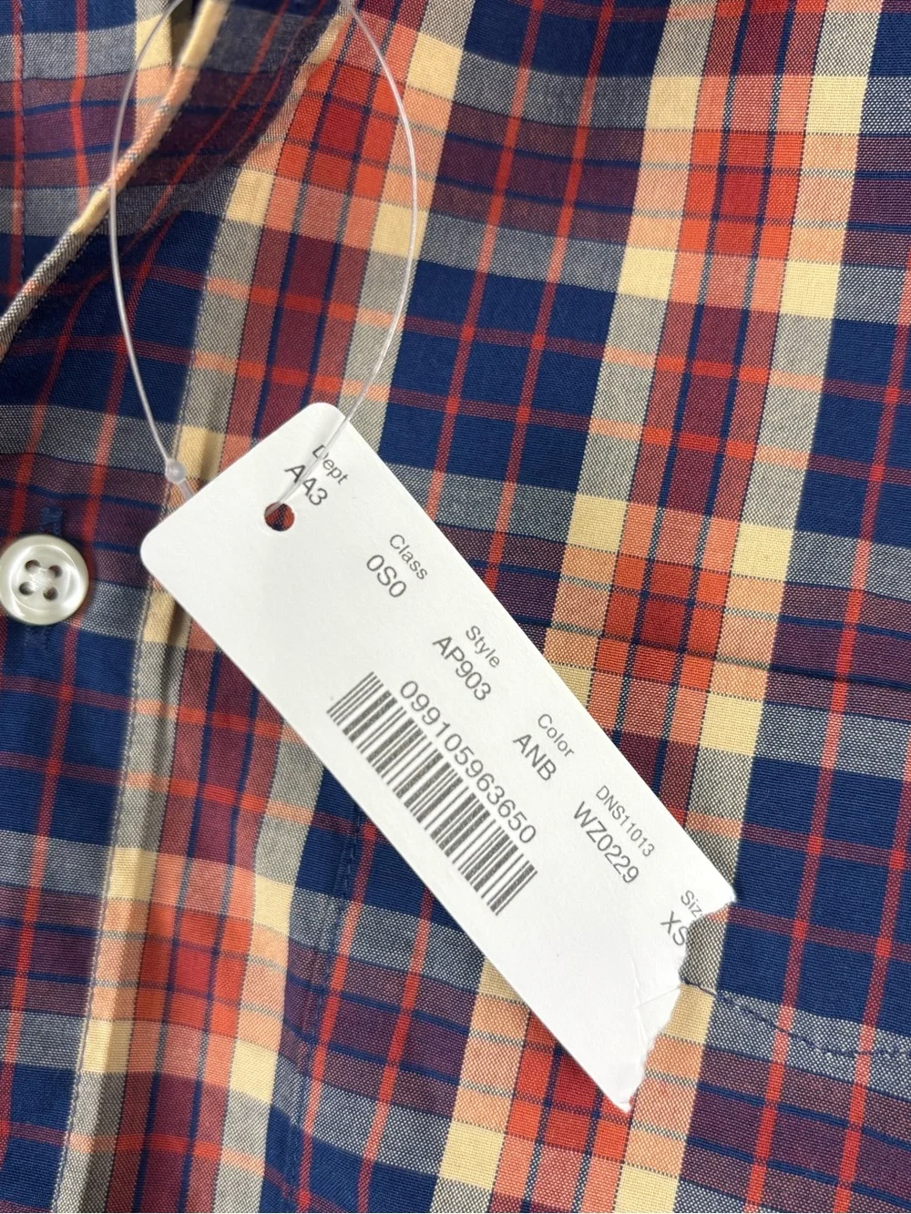 J.Crew Men’s XS Secret Wash Organic Cotton Stretch Plaid Slim Untucked Shirt